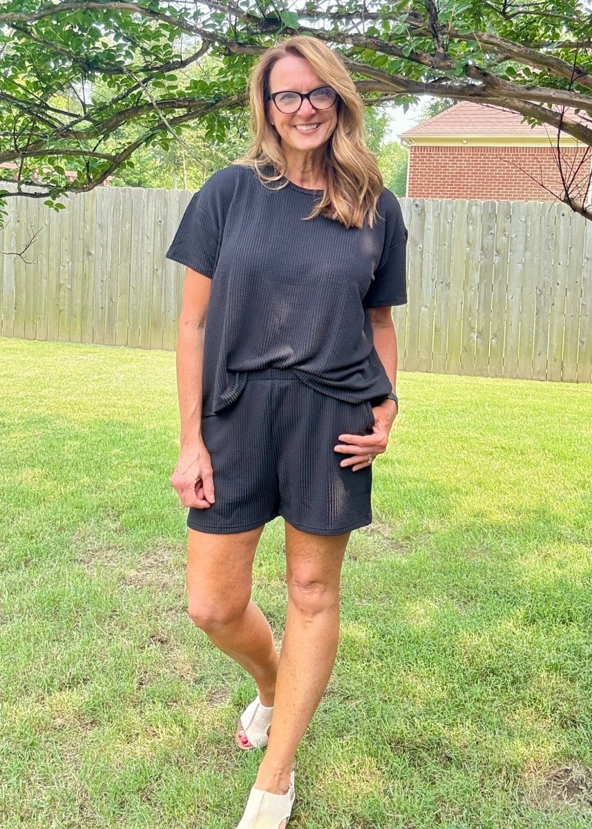 Corded Rib Short Set - Black - short set - Jimberly's Boutique - Olive Branch - Mississippi