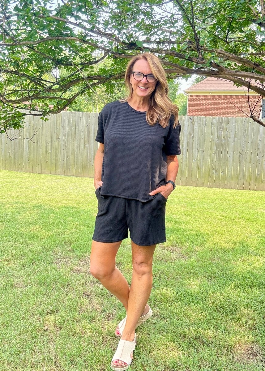 Corded Rib Short Set - Black - short set - Jimberly's Boutique - Olive Branch - Mississippi