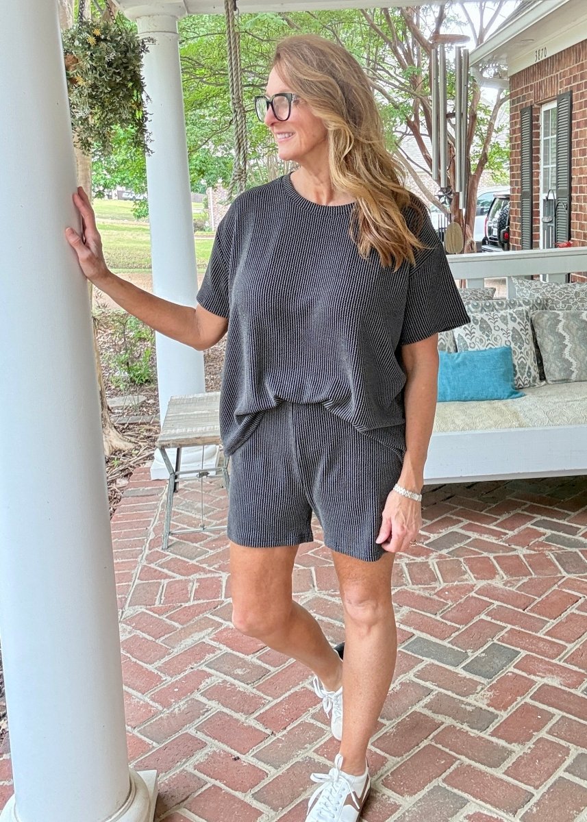 Corded Rib Short Set - Charcoal - short set - Jimberly's Boutique - Olive Branch - Mississippi