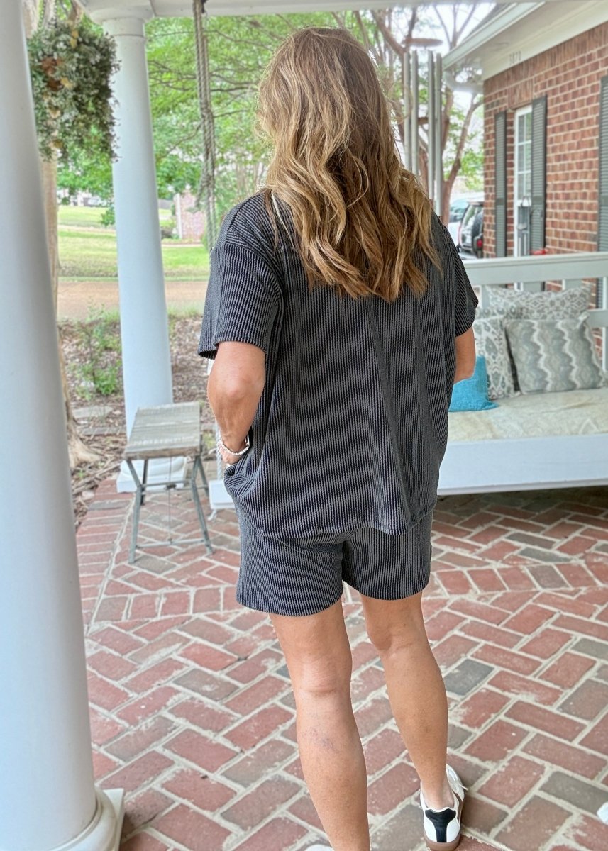 Corded Rib Short Set - Charcoal - short set - Jimberly's Boutique - Olive Branch - Mississippi