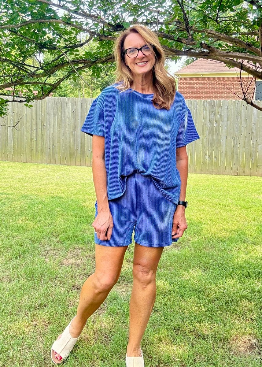 Corded Rib Short Set - Classic Blue - short set - Jimberly's Boutique - Olive Branch - Mississippi