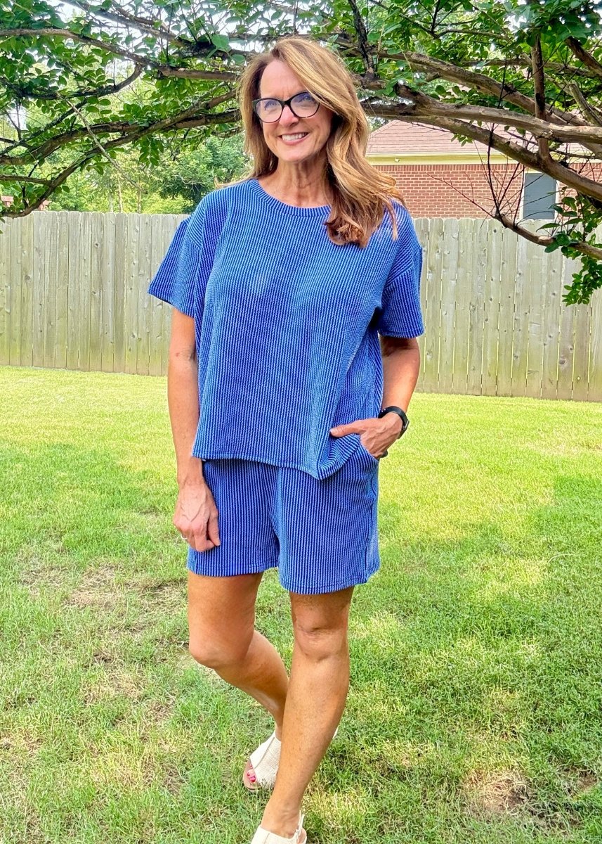 Corded Rib Short Set - Classic Blue - short set - Jimberly's Boutique - Olive Branch - Mississippi