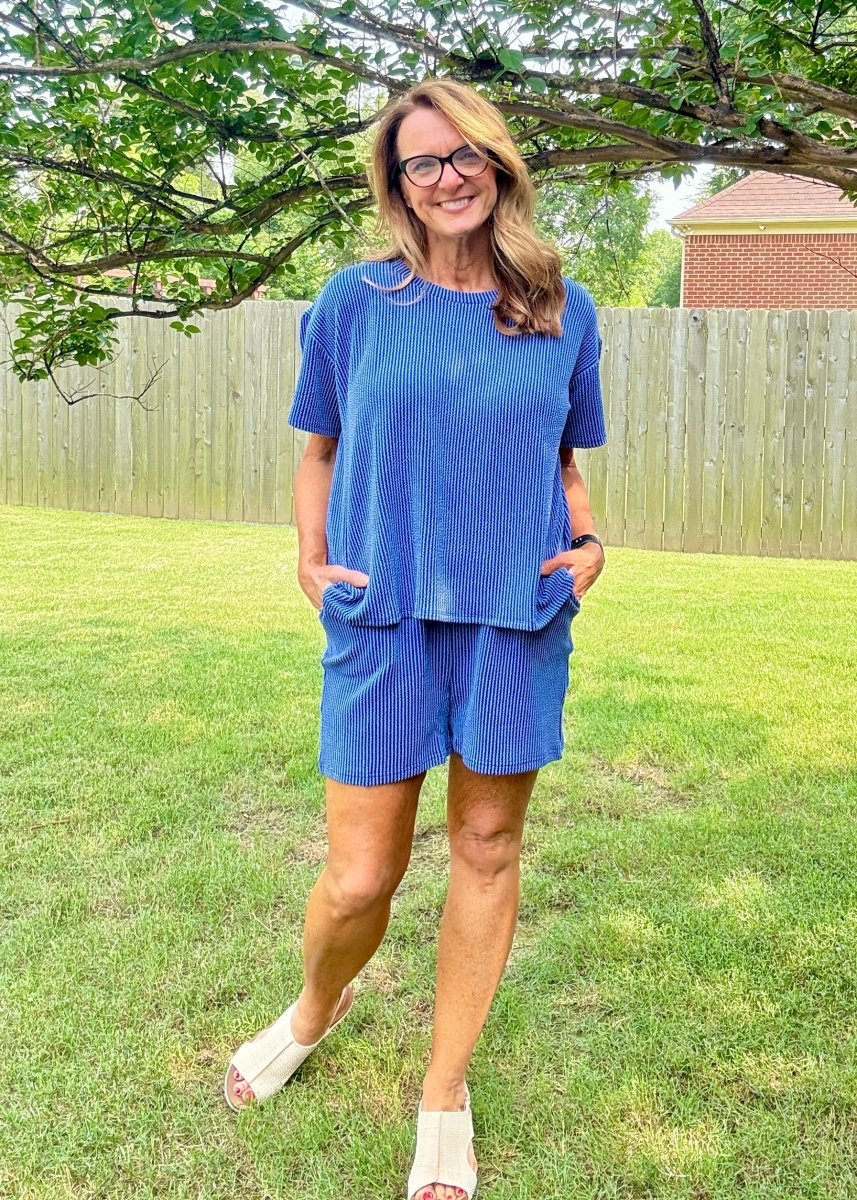 Corded Rib Short Set - Classic Blue - short set - Jimberly's Boutique - Olive Branch - Mississippi
