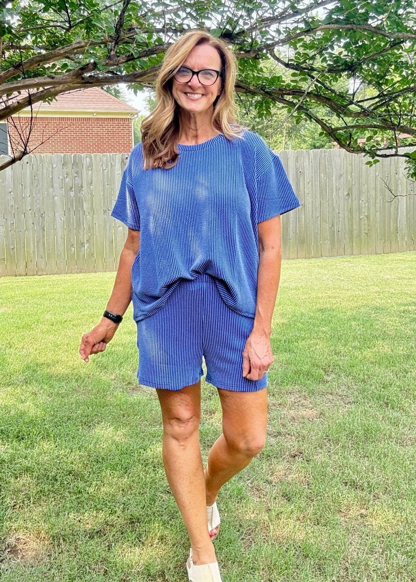 Corded Rib Short Set - Classic Blue - short set - Jimberly's Boutique - Olive Branch - Mississippi