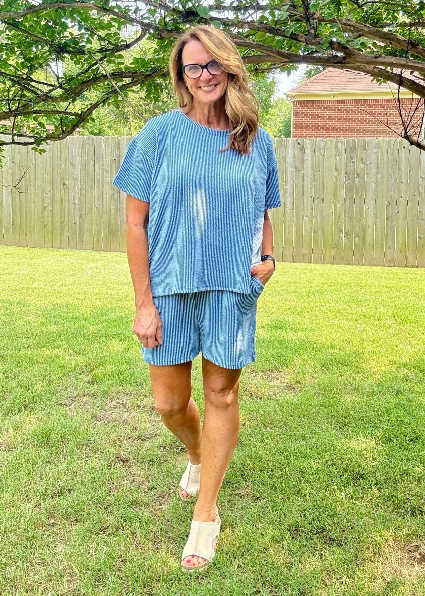 Corded Rib Short Set - Dusty Blue - short set - Jimberly's Boutique - Olive Branch - Mississippi