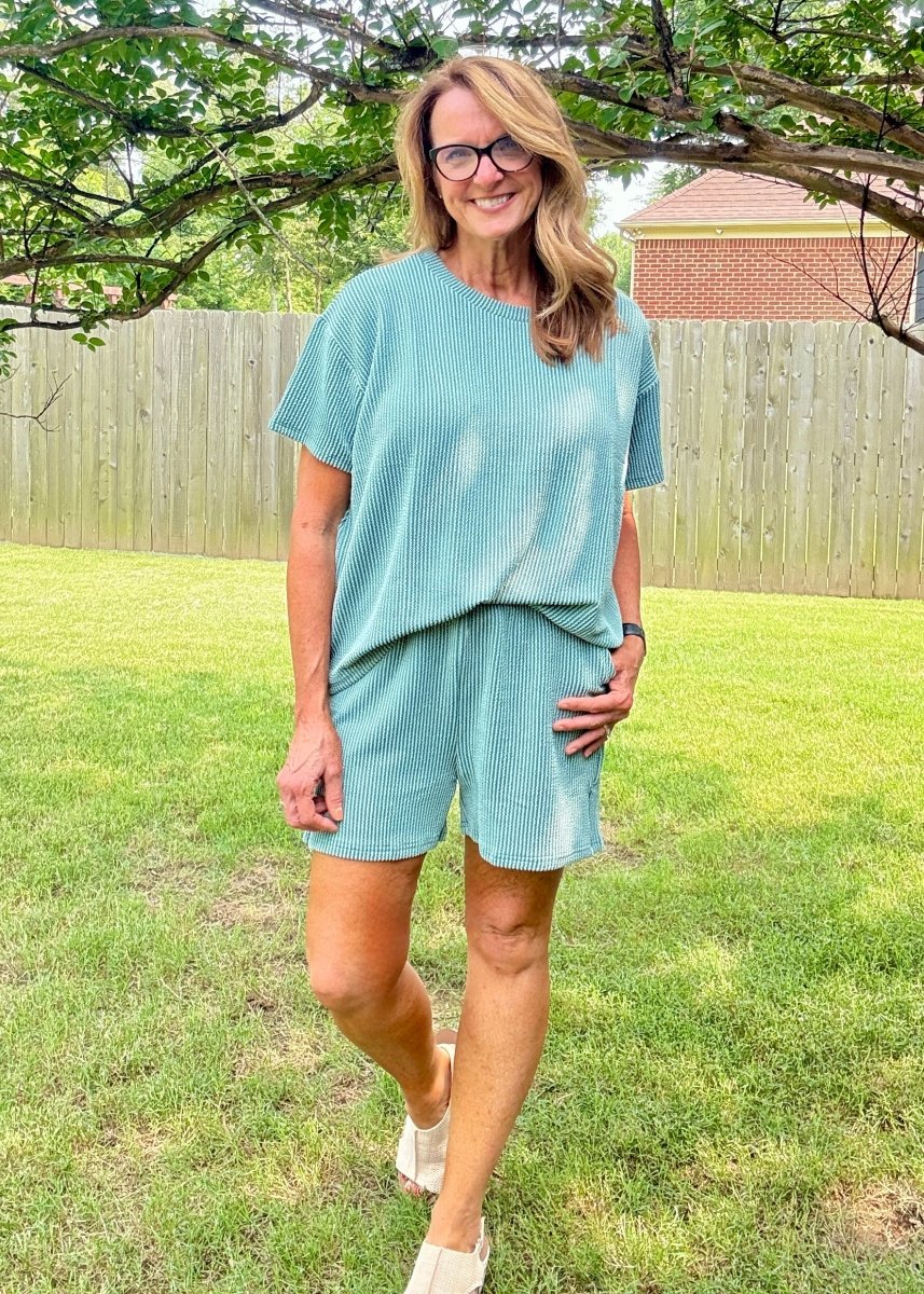 Corded Rib Short Set - Jade - short set - Jimberly's Boutique - Olive Branch - Mississippi