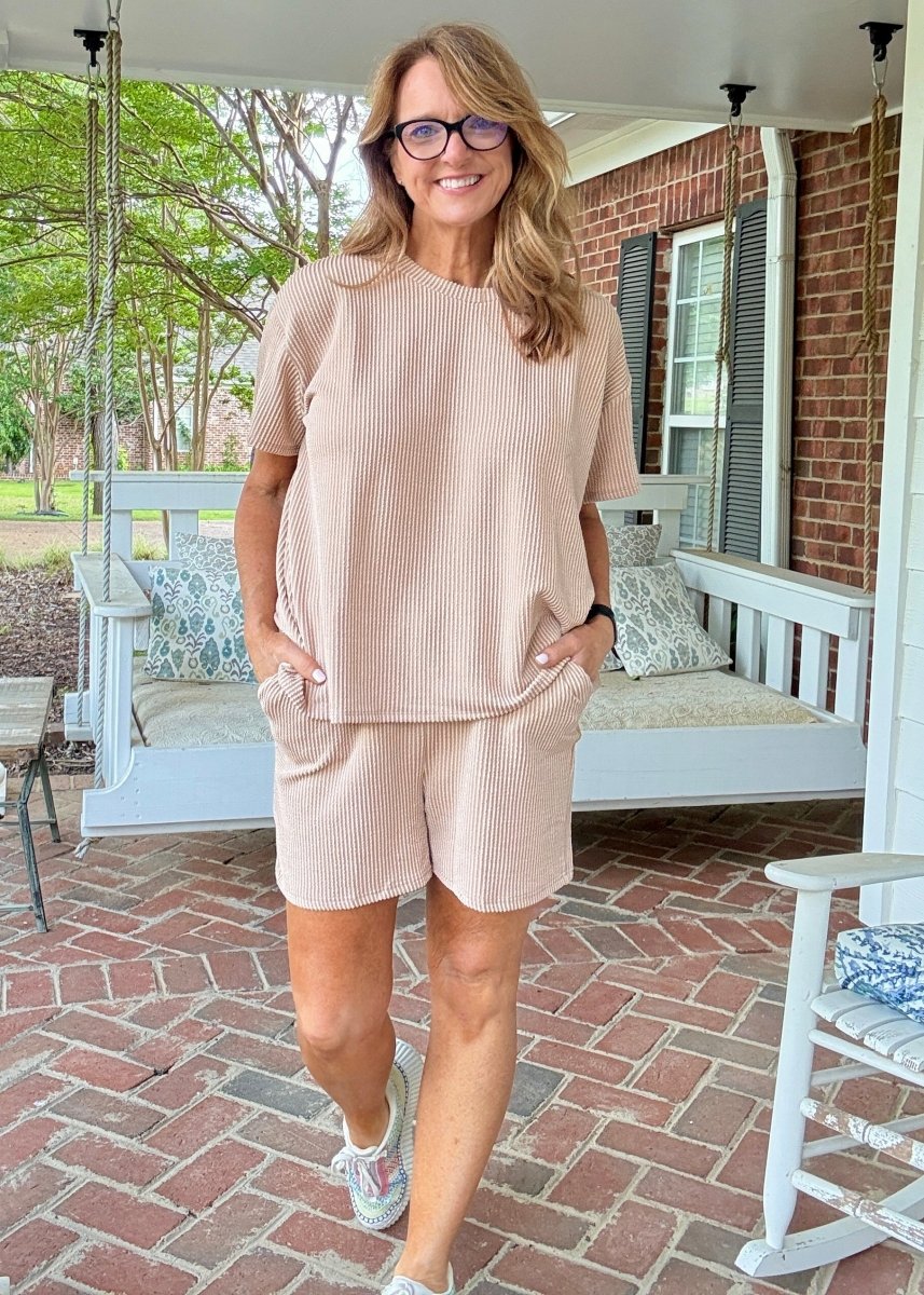 Corded Rib Short Set - Lt Mocha - short set - Jimberly's Boutique - Olive Branch - Mississippi
