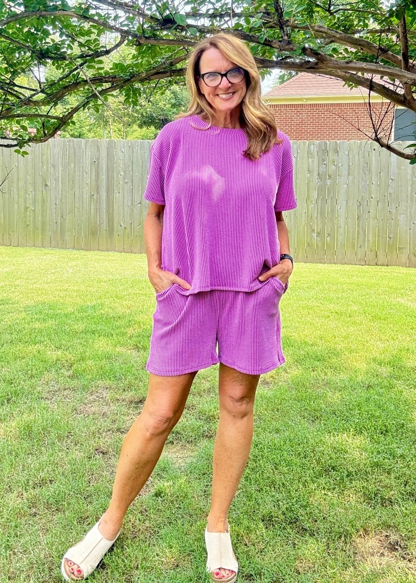Corded Rib Short Set - Lt Plum - short set - Jimberly's Boutique - Olive Branch - Mississippi