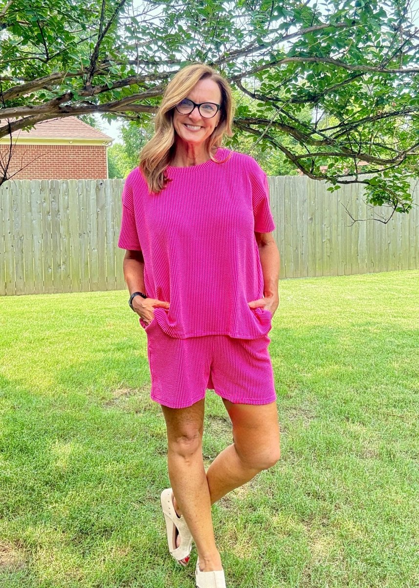 Corded Rib Short Set - Neon Hot Pink - short set - Jimberly's Boutique - Olive Branch - Mississippi