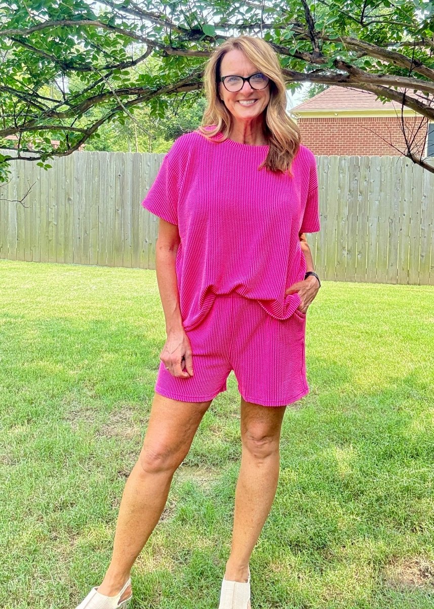 Corded Rib Short Set - Neon Hot Pink - short set - Jimberly's Boutique - Olive Branch - Mississippi