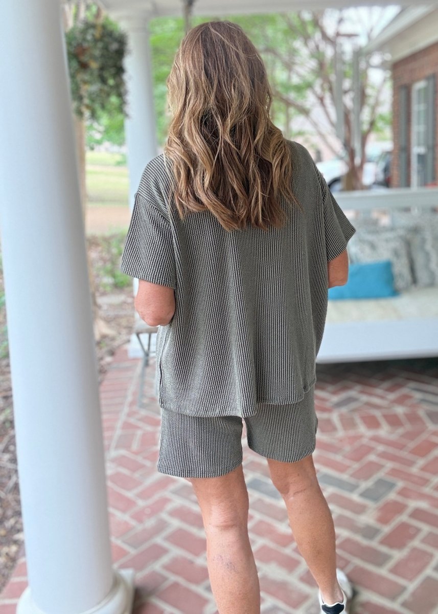 Corded Rib Short Set - Olive - short set - Jimberly's Boutique - Olive Branch - Mississippi