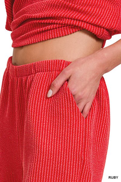 Corded Rib Short Set - Red - Jimberly's Boutique - Olive Branch - Mississippi