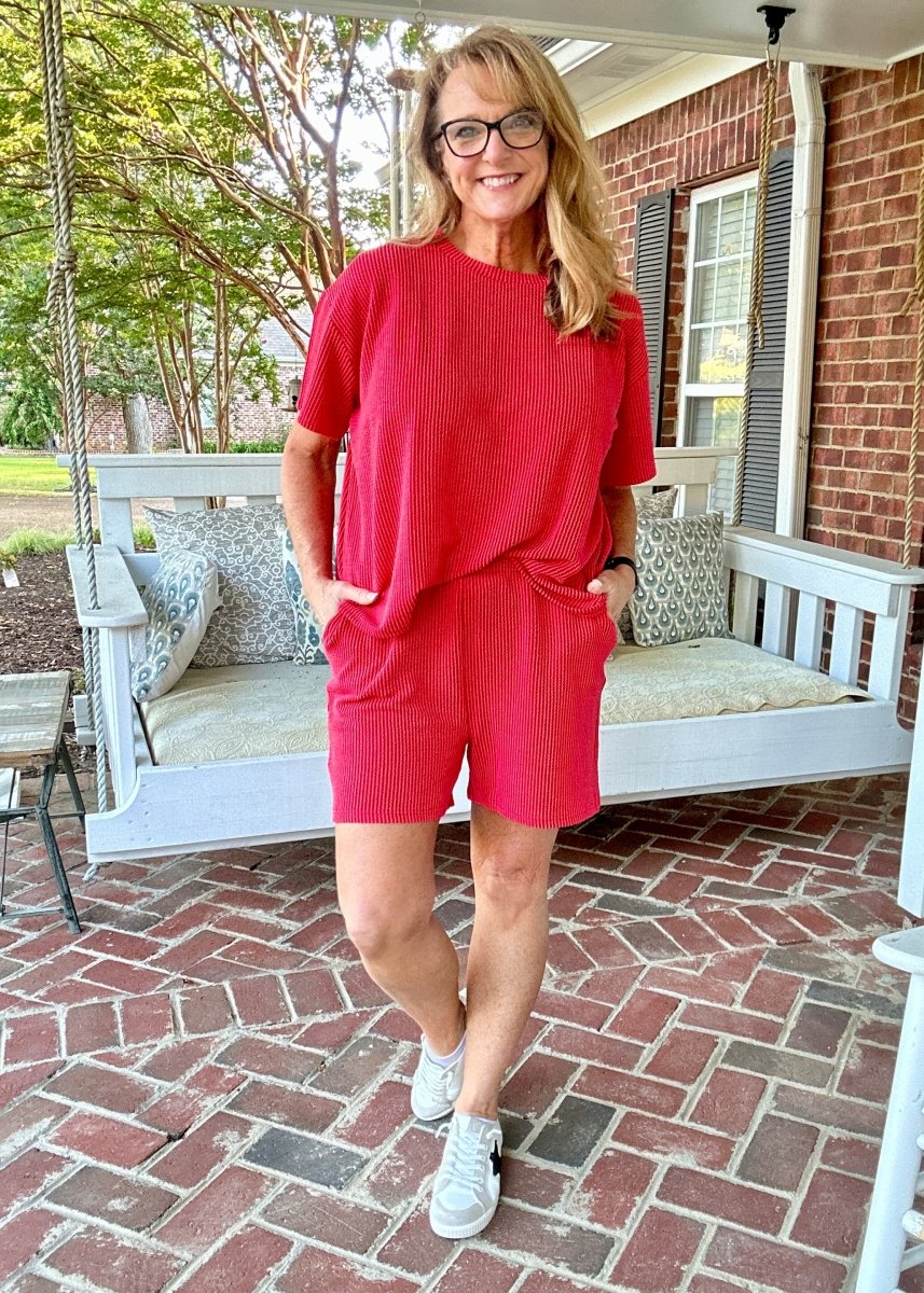 Corded Rib Short Set - Red - Jimberly's Boutique - Olive Branch - Mississippi