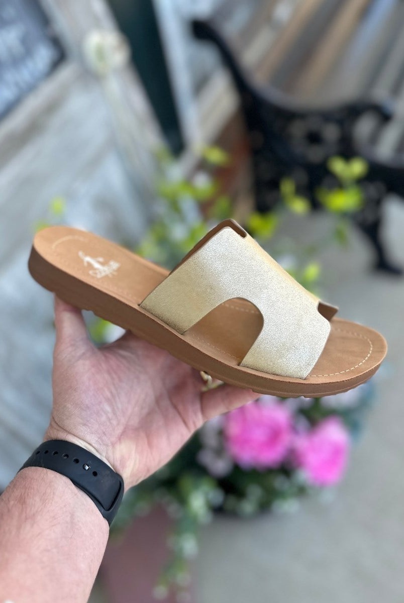 Corkys Bogalusa | Womens Sandals | New Gold Metallic - Corkys Sandals -Jimberly's Boutique-Olive Branch-Mississippi