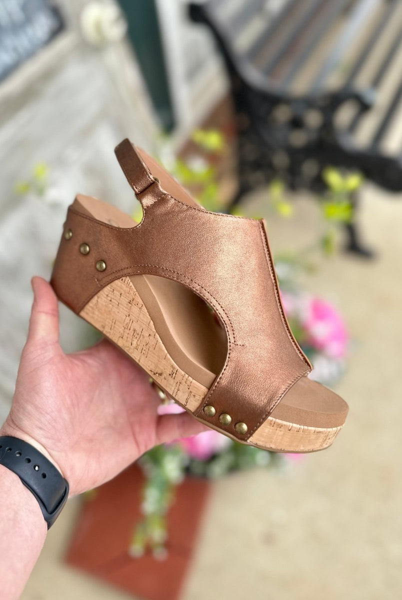 Corkys Carley Comfortable Wedges - Antique Bronze - Corky Carley Wedges -Jimberly's Boutique-Olive Branch-Mississippi