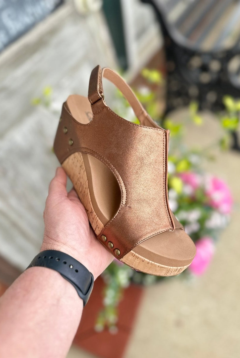 Corkys Carley Comfortable Wedges - Antique Bronze - Corky Carley Wedges -Jimberly's Boutique-Olive Branch-Mississippi