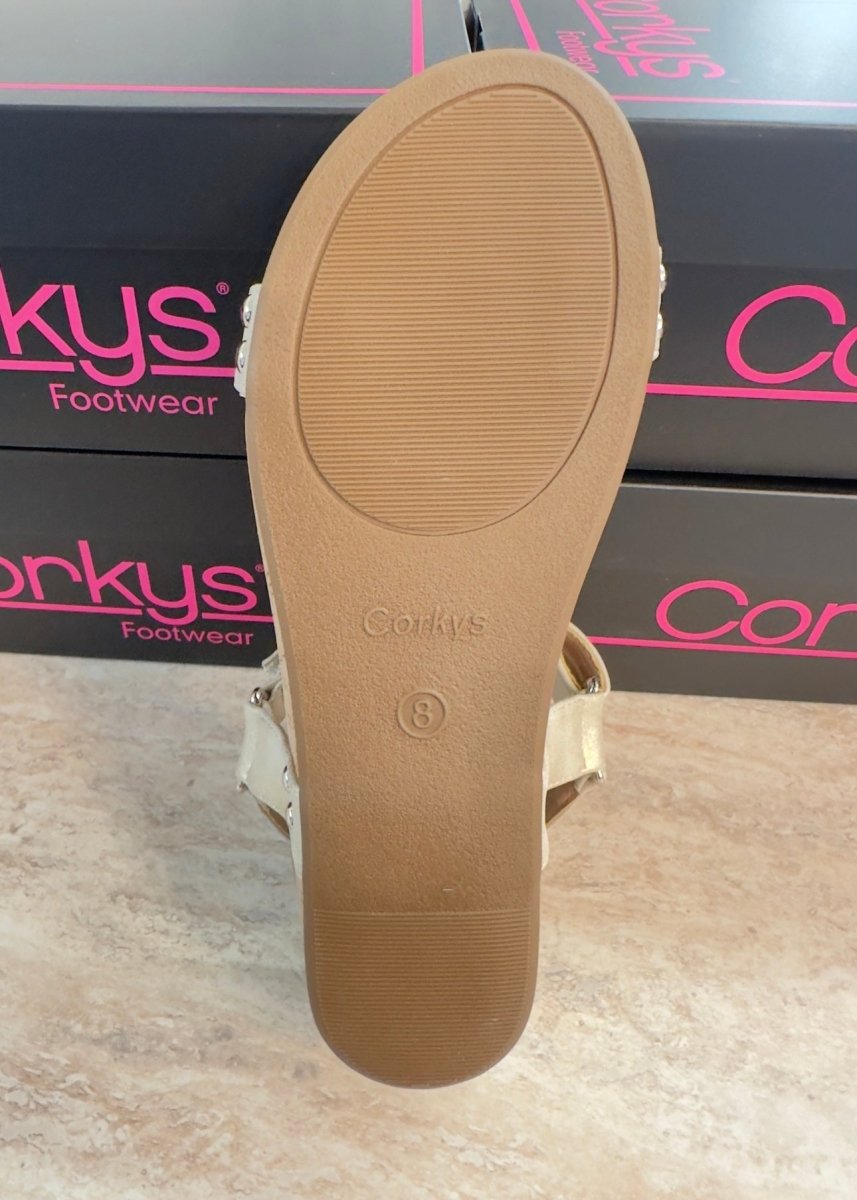 Corkys Don't Tempt Me Wedges - Gold Wash Metallic - Corky Carley Wedges - Jimberly's Boutique - Olive Branch - Mississippi