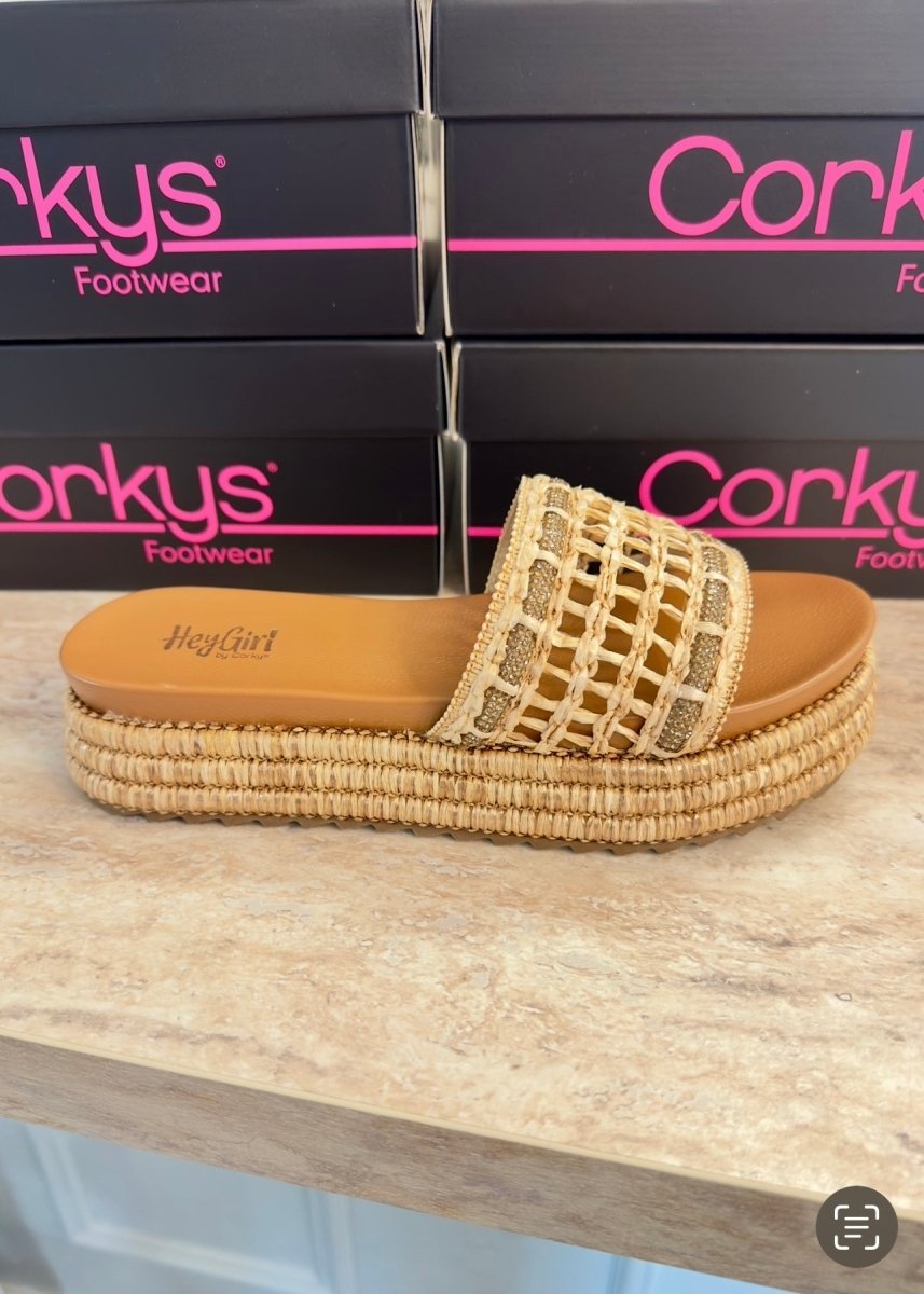 Corkys Hangover Sandals - Raffia - Corky Carley Wedges - Jimberly's Boutique - Olive Branch - Mississippi