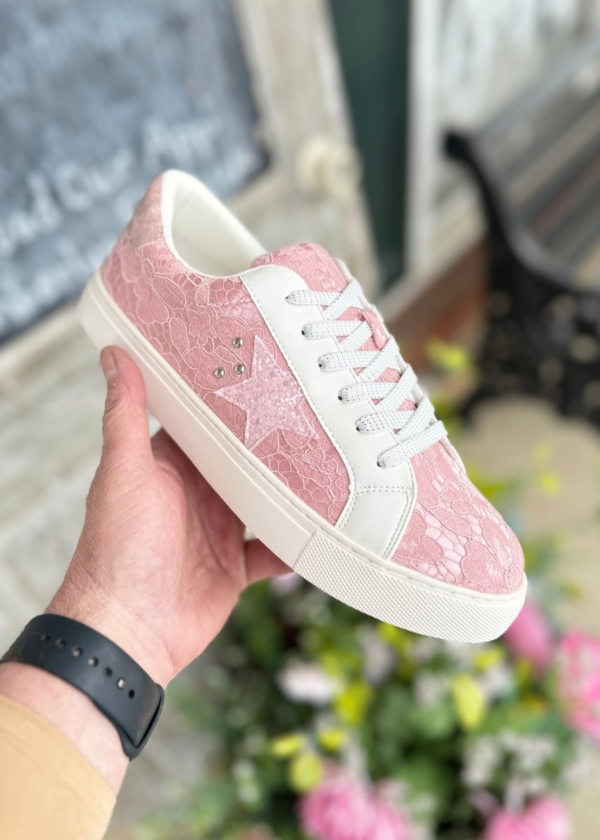 Corkys Supernova Sneakers - Textured Pink Lace - Corky Sneakers -Jimberly's Boutique-Olive Branch-Mississippi