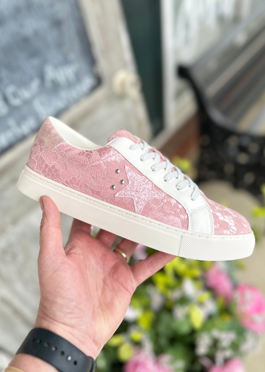 Corkys Supernova Sneakers - Textured Pink Lace - Corky Sneakers -Jimberly's Boutique-Olive Branch-Mississippi
