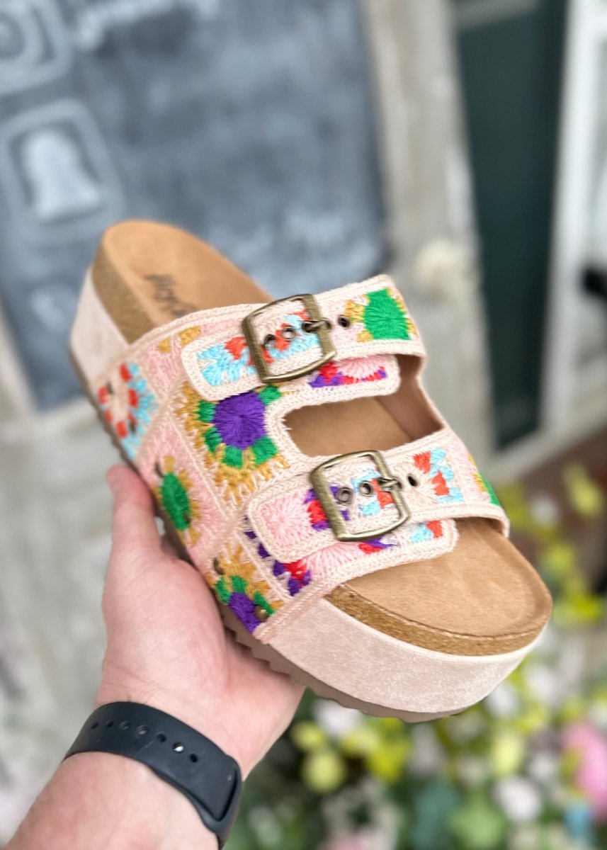 Corkys | Wannabe | Platform Slide Sandals | Multi Crochet - Corkys Sandals - Jimberly's Boutique - Olive Branch - Mississippi