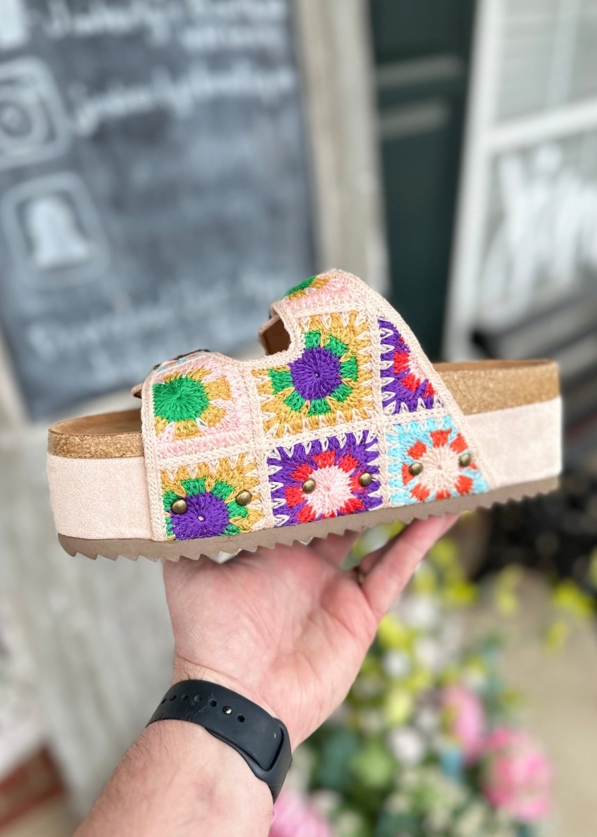 Corkys | Wannabe | Platform Slide Sandals | Multi Crochet - Corkys Sandals - Jimberly's Boutique - Olive Branch - Mississippi