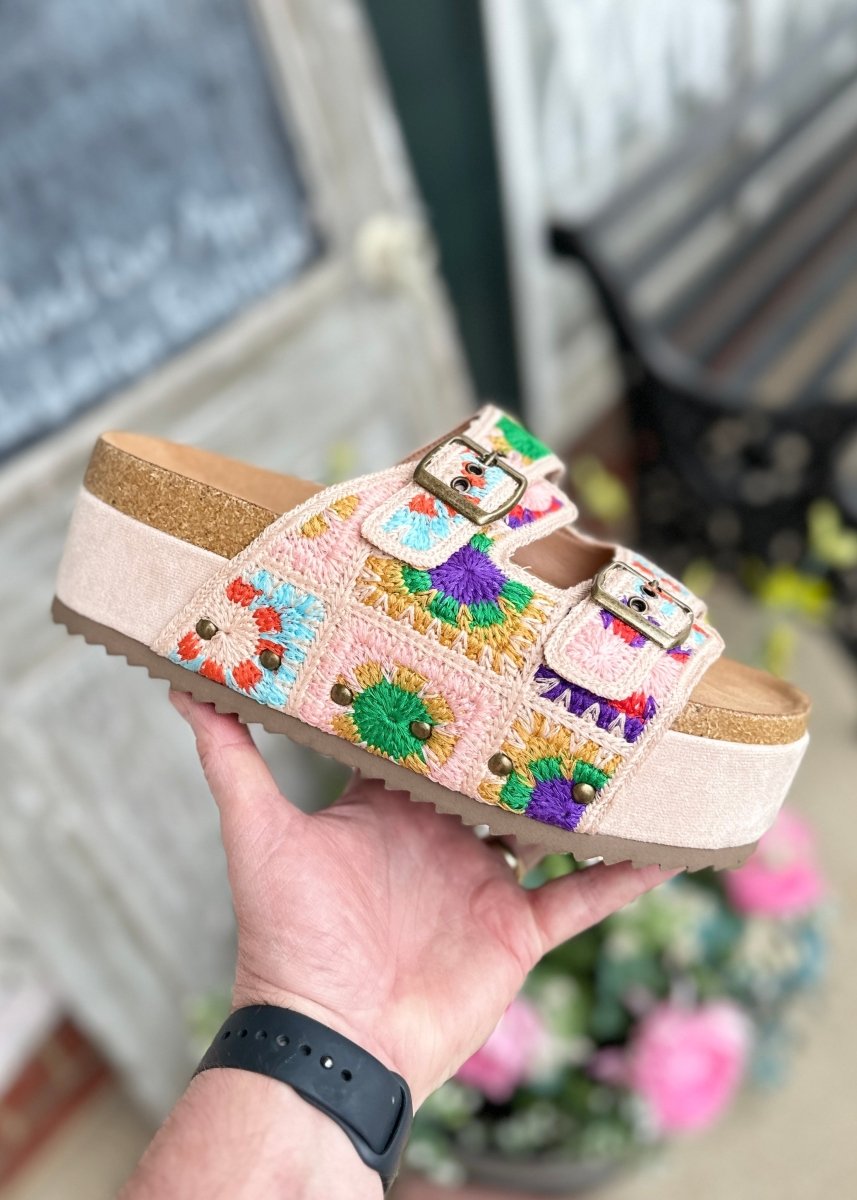 Corkys | Wannabe | Platform Slide Sandals | Multi Crochet - Corkys Sandals - Jimberly's Boutique - Olive Branch - Mississippi