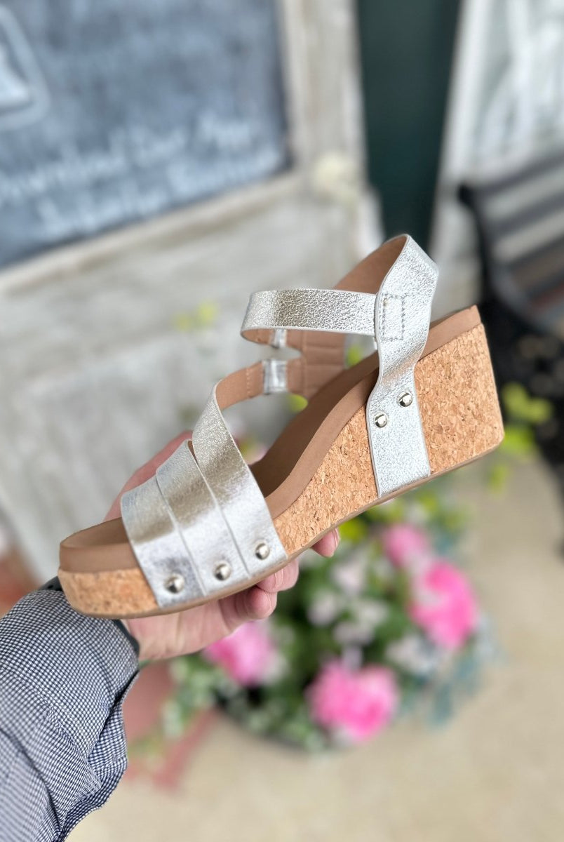 Corkys Wedge Sandals | Giggle | Silver - Corkys Wedge Sandals -Jimberly's Boutique-Olive Branch-Mississippi