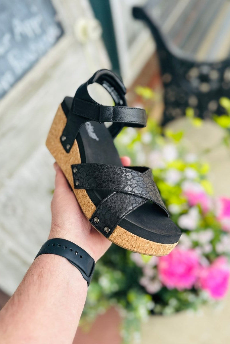 Corkys Wedge Sandals | Kindle | Black Leopard - Corkys Wedge Sandals -Jimberly's Boutique-Olive Branch-Mississippi