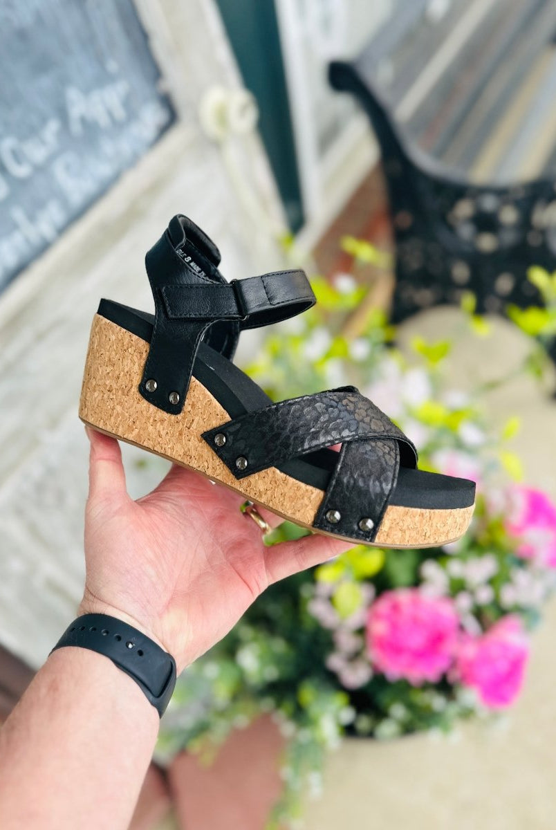 Corkys Wedge Sandals | Kindle | Black Leopard - Corkys Wedge Sandals -Jimberly's Boutique-Olive Branch-Mississippi