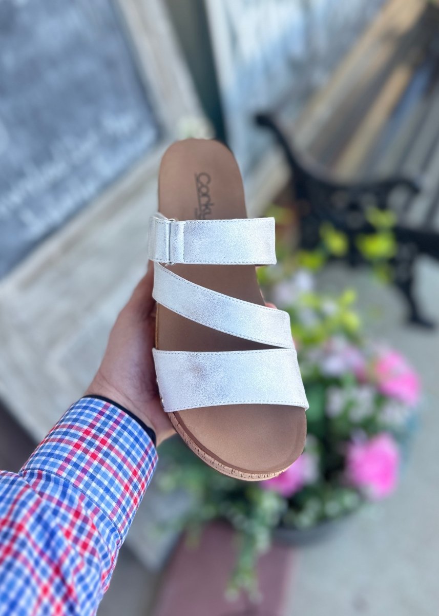Corkys Wedge Sandals | Voyage | Silver - Corkys Wedge Sandals - Jimberly's Boutique - Olive Branch - Mississippi