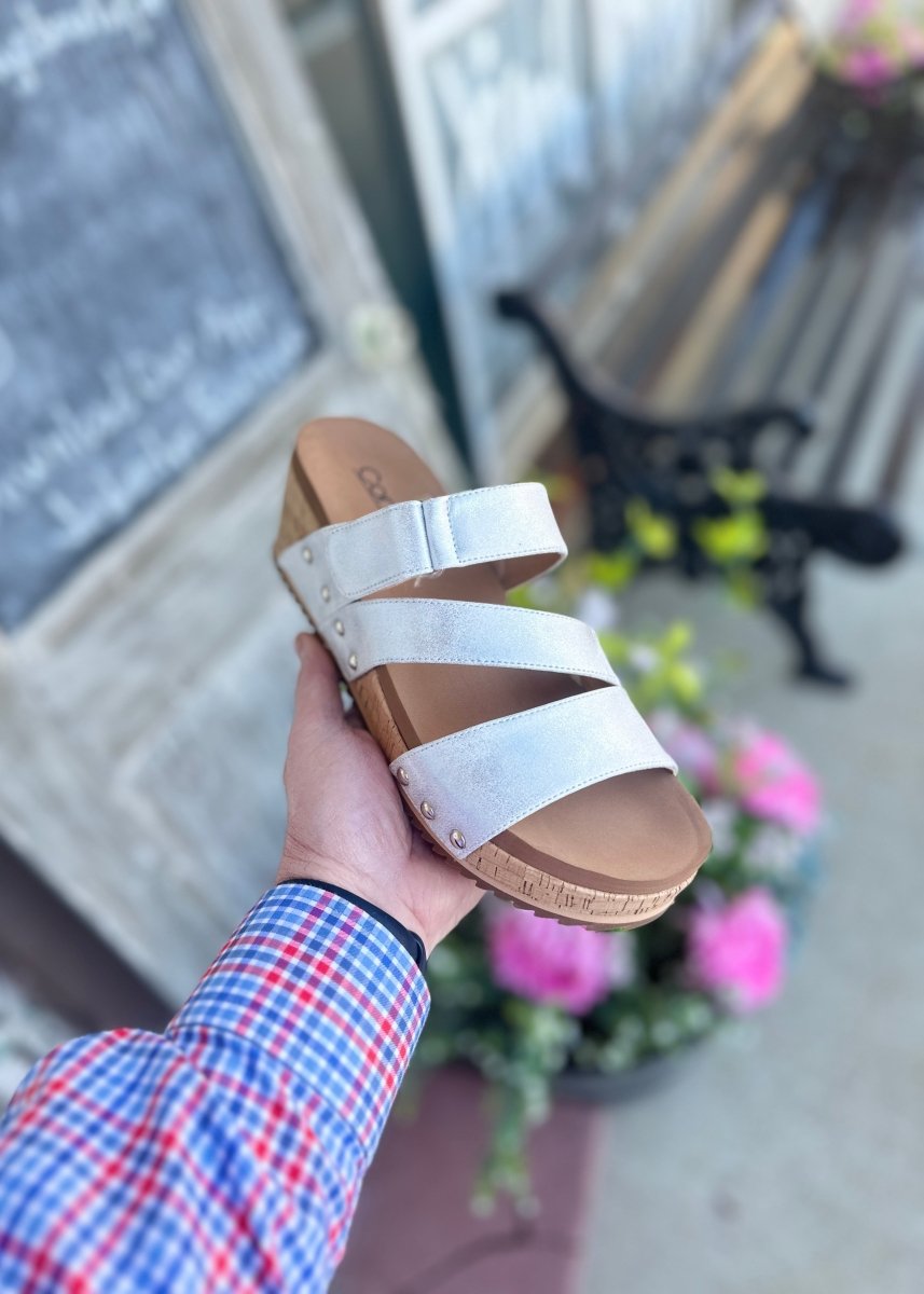Corkys Wedge Sandals | Voyage | Silver - Corkys Wedge Sandals - Jimberly's Boutique - Olive Branch - Mississippi
