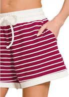 Cotton Striped Shorts Set - Cabernet - Shorts set - Jimberly's Boutique - Olive Branch - Mississippi