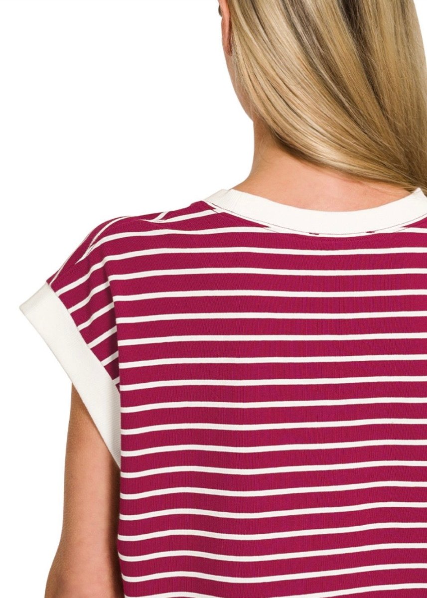 Cotton Striped Shorts Set - Cabernet - Shorts set - Jimberly's Boutique - Olive Branch - Mississippi