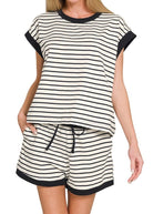 Cotton Striped Shorts Set - Cream - Shorts set - Jimberly's Boutique - Olive Branch - Mississippi