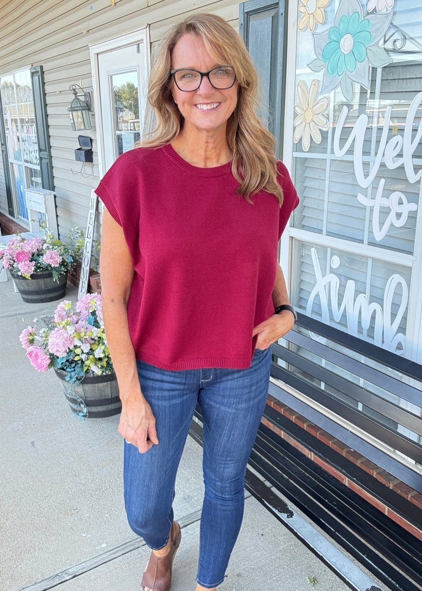 Cozy Box Top - Cabernet - sweater vest - Jimberly's Boutique - Olive Branch - Mississippi