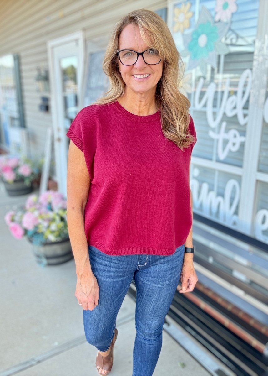 Cozy Box Top - Cabernet - sweater vest - Jimberly's Boutique - Olive Branch - Mississippi