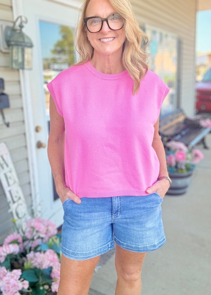 Cozy Box Top - Candy Pink - sweater vest -Jimberly's Boutique-Olive Branch-Mississippi