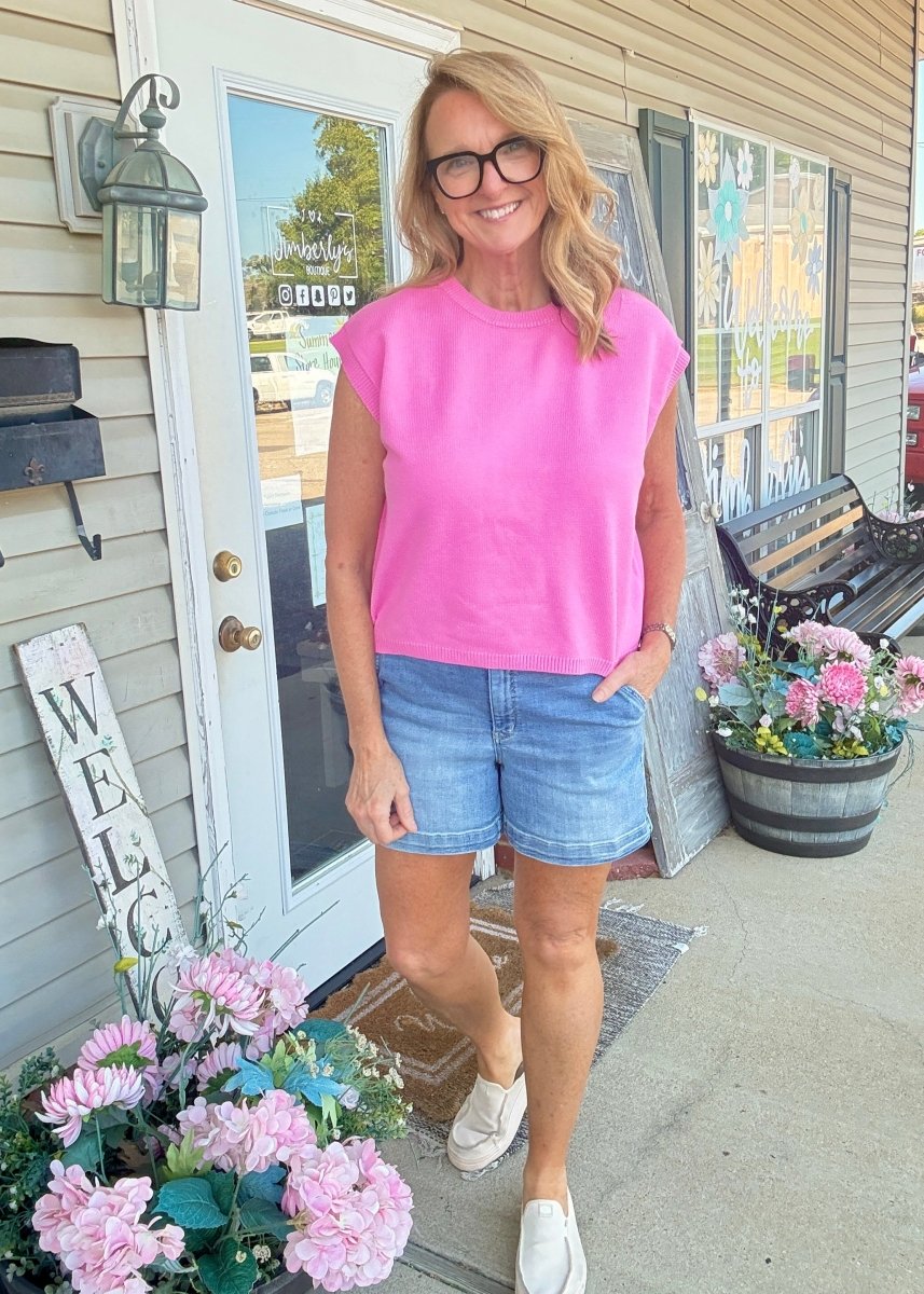 Cozy Box Top - Candy Pink - sweater vest -Jimberly's Boutique-Olive Branch-Mississippi