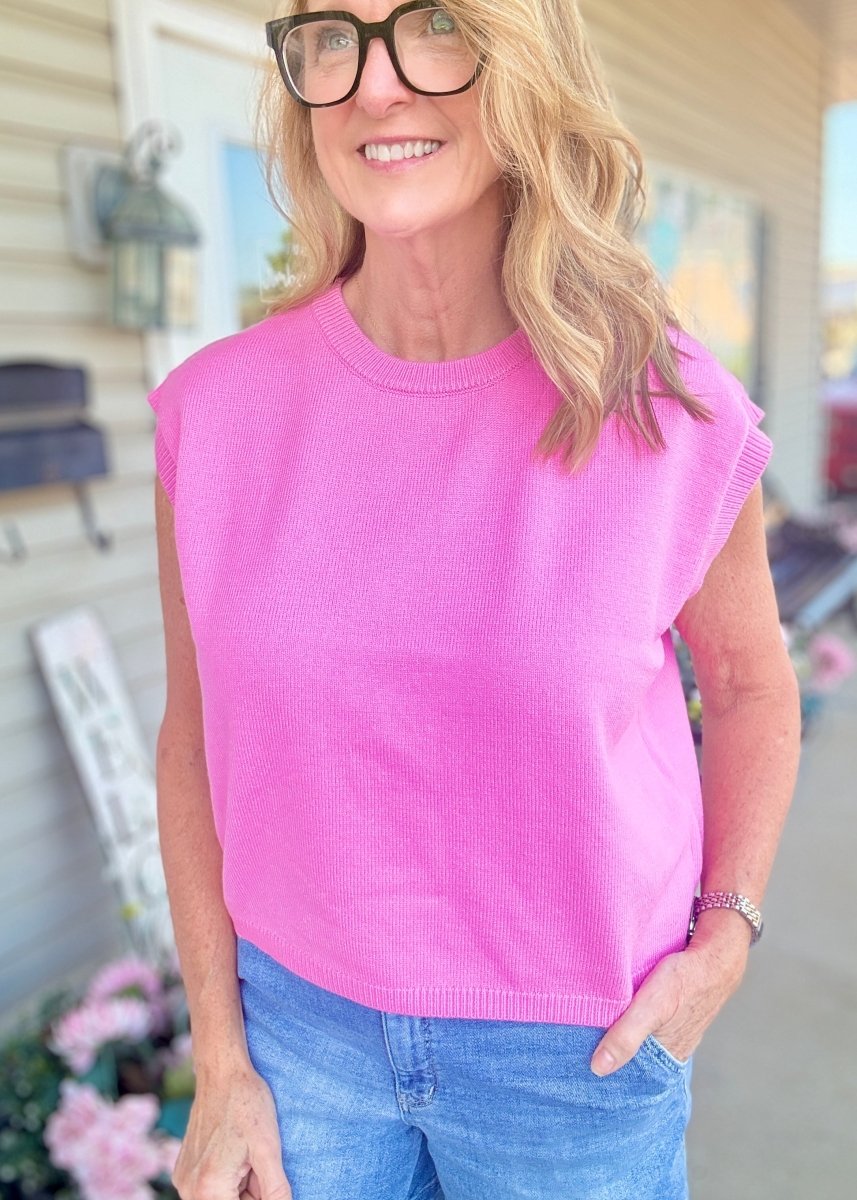 Cozy Box Top - Candy Pink - sweater vest -Jimberly's Boutique-Olive Branch-Mississippi