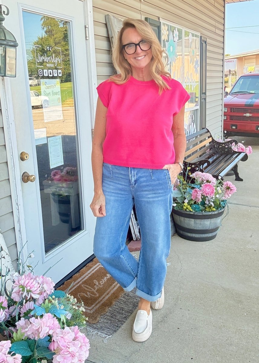Cozy Box Top - Hot Pink - sweater vest -Jimberly's Boutique-Olive Branch-Mississippi