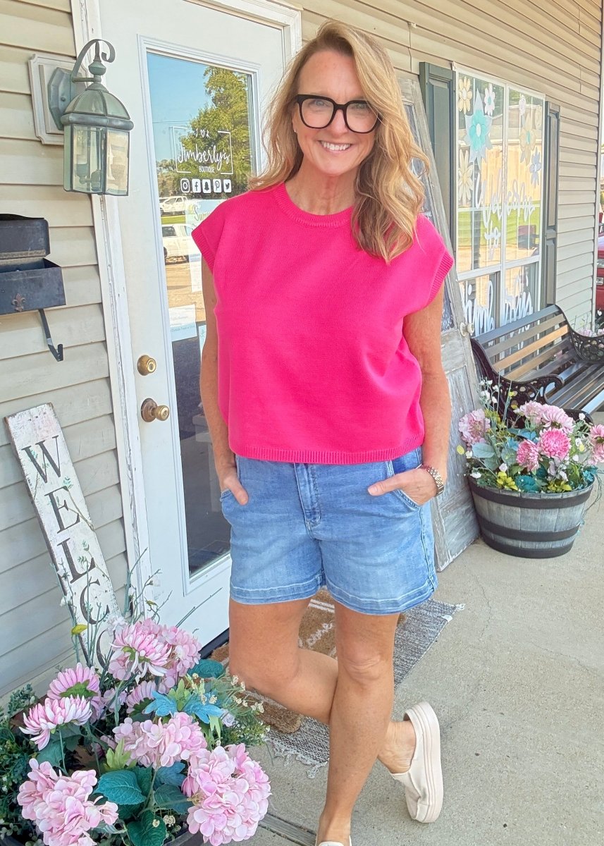 Cozy Box Top - Hot Pink - sweater vest -Jimberly's Boutique-Olive Branch-Mississippi