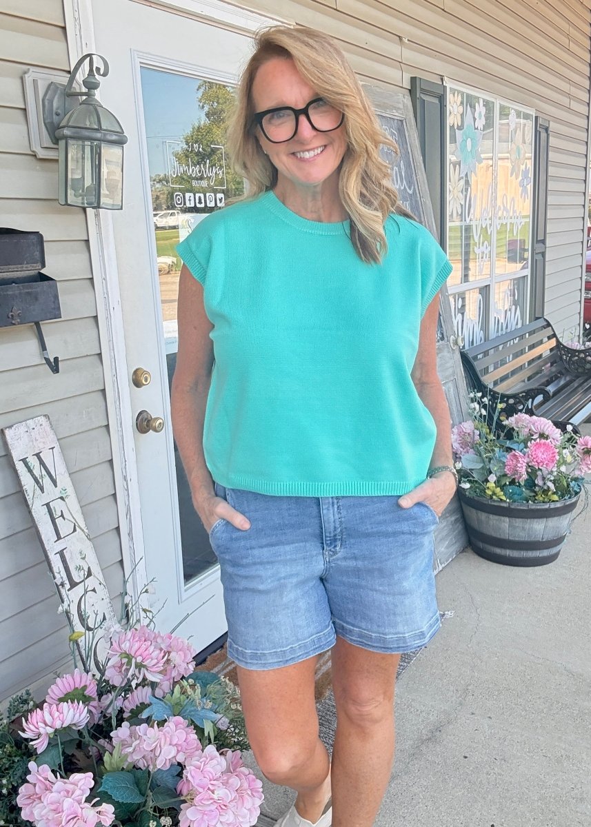 Cozy Box Top - Mint - sweater vest -Jimberly's Boutique-Olive Branch-Mississippi