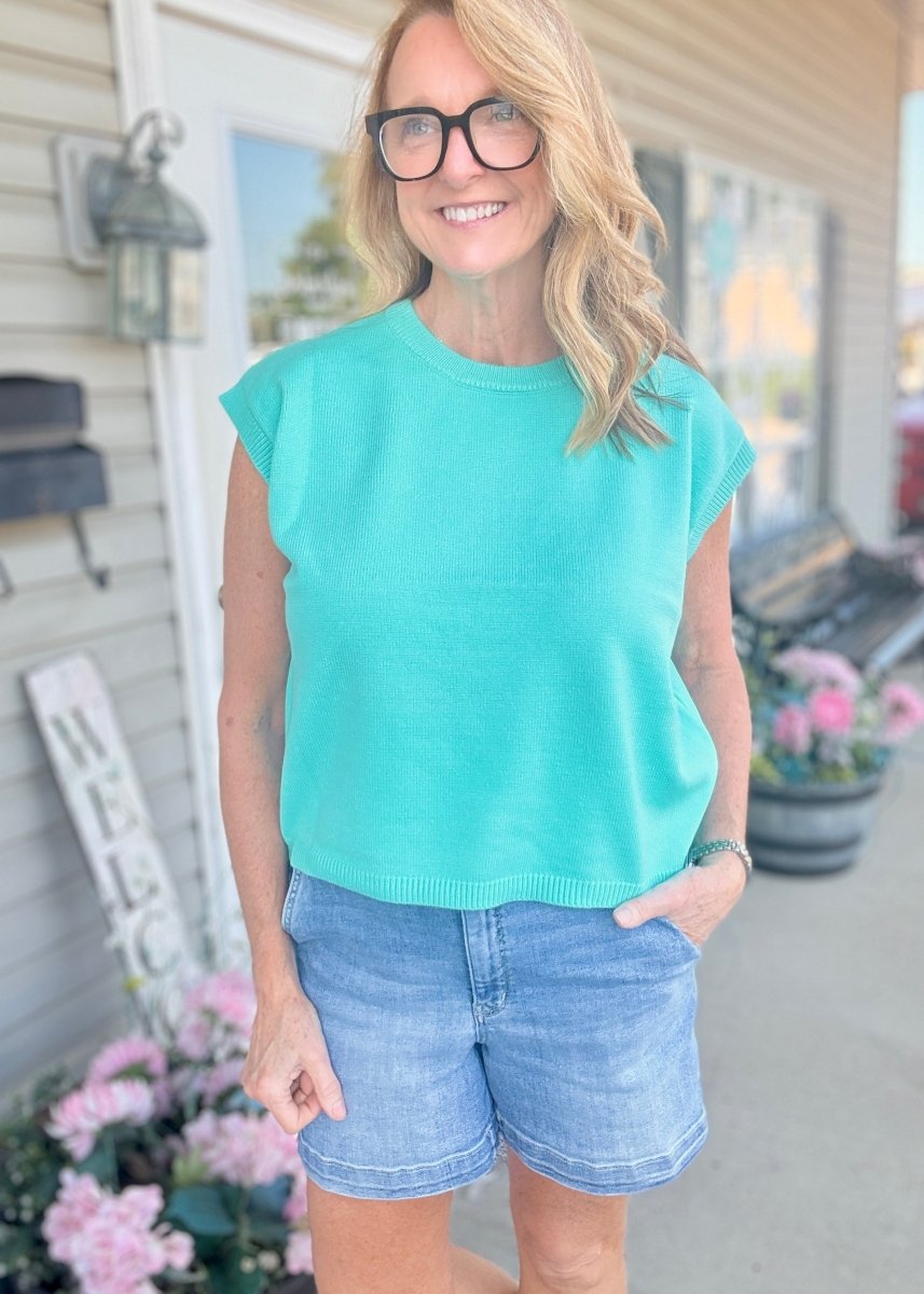 Cozy Box Top - Mint - sweater vest -Jimberly's Boutique-Olive Branch-Mississippi