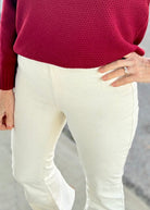 Cream Corduroy Pull On Flares - corduroy flare jeans - Jimberly's Boutique - Olive Branch - Mississippi