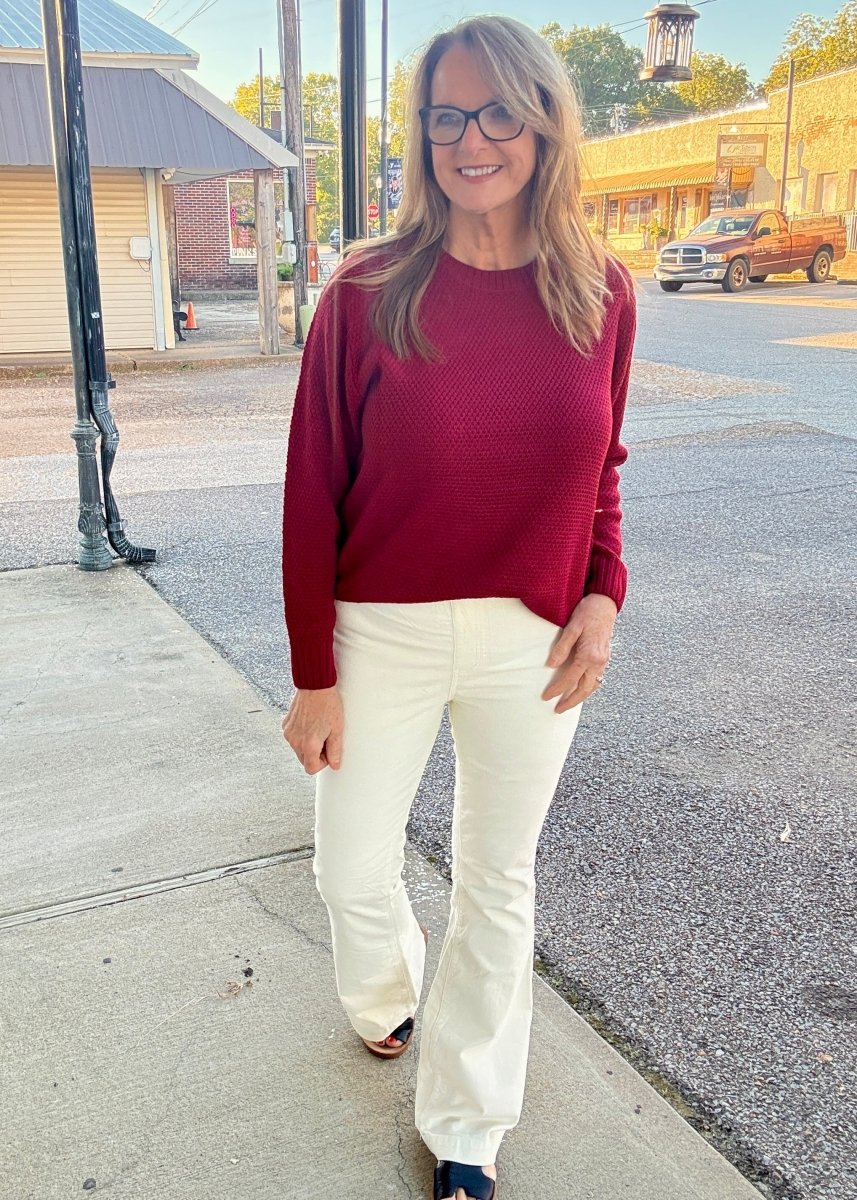 Cream Corduroy Pull On Flares - corduroy flare jeans - Jimberly's Boutique - Olive Branch - Mississippi