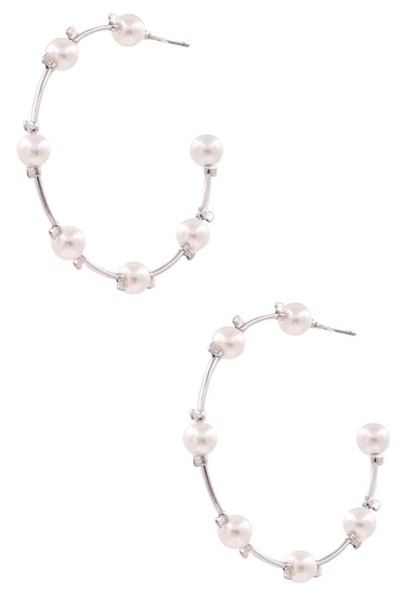 Cream Pearl Open Hoop Earrings - earrings -Jimberly's Boutique-Olive Branch-Mississippi