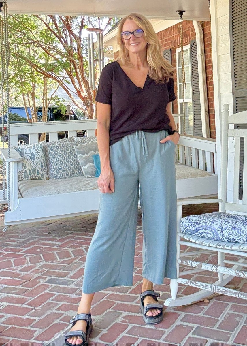 Crepe Cropped Pants - Ash Jade - Jimberly's Boutique - Olive Branch - Mississippi