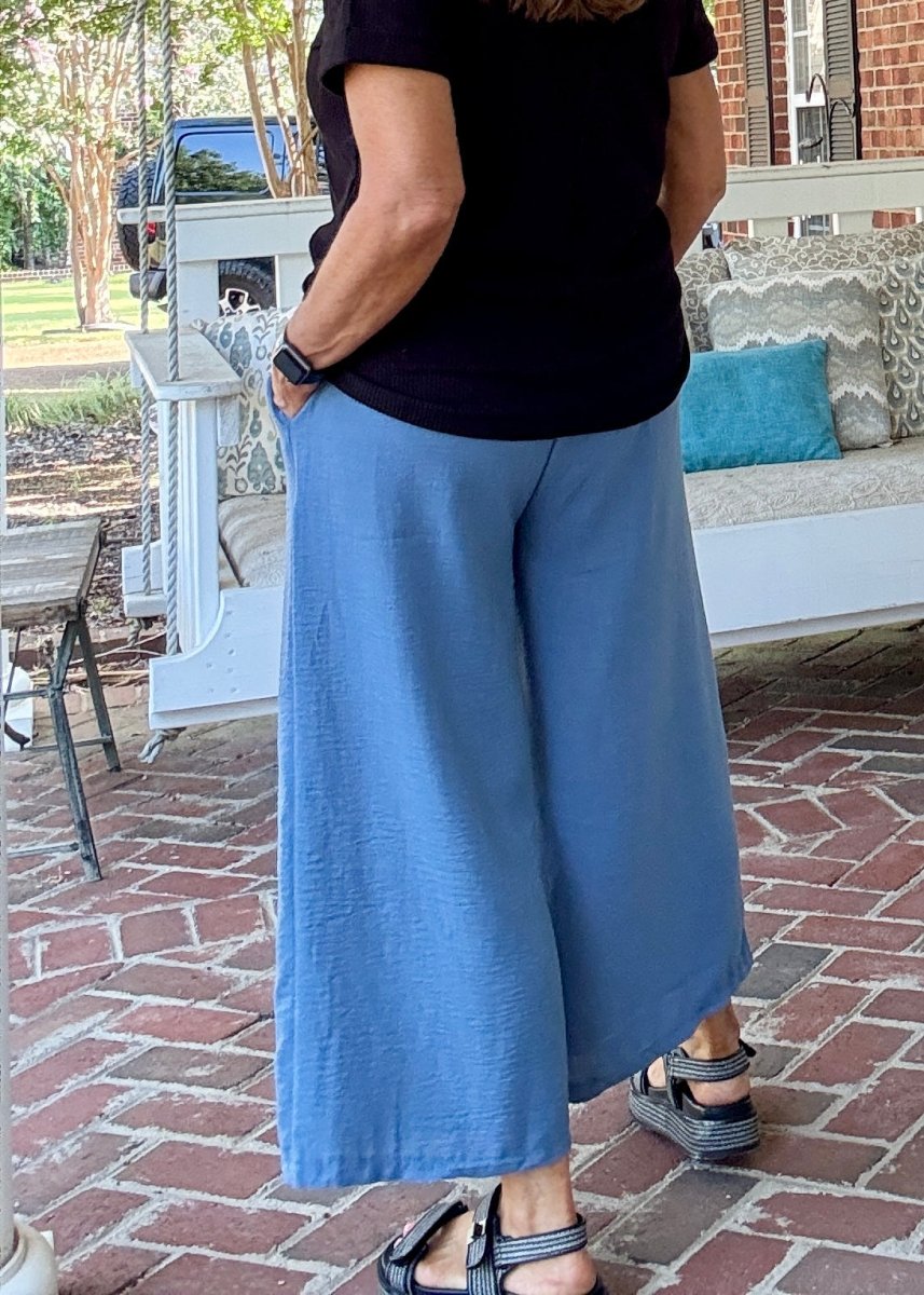 Crepe Cropped Pants - Dusty Blue - casual pants - Jimberly's Boutique - Olive Branch - Mississippi