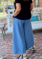 Crepe Cropped Pants - Dusty Blue - casual pants - Jimberly's Boutique - Olive Branch - Mississippi
